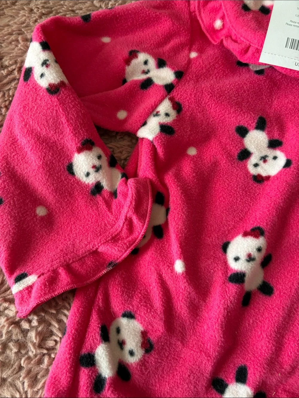 Gymboree Hot Pink Fleece Pajama Set with Panda Print